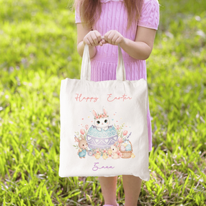 Personalized Fashionable Happy <b>Easter</b> Egg Bunny Reusable Canvas <b>Bag</b> Daily Use <b>Easter</b> <b>Gift</b> for Kids and Women with Name - Product Image 4