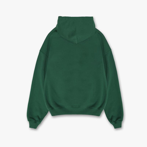 Verde oscuro 100 algodón 380gsm Fleece Hoody Sudadera Boxy Fit Hoodies No String Hoodie con bolsillo para hombres - Product Image 2