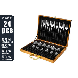 Set di posate da 24 pezzi in acciaio inossidabile portoghese, con coltello e forchetta, in confezione regalo, cucchiaio dorato per cucina occidentale, molto venduto a livello internazionale. - Product Image 6