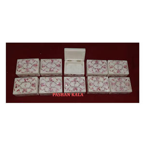 Natural White Marble <b>Pink</b> Mother Of Pearl Inlay Jewellery <b>Box</b> Handmade Flower Rectangle Shape Used For Wedding Decor And <b>Gifting</b> - Product Image 1