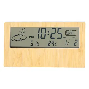 Station météo Zepra en bambou, thermomètres écologiques pour la maison, gadgets - Product Image 4