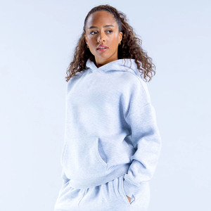 Sudadera con capucha gris personalizada de talla grande para mujer, ropa deportiva transpirable antiarrugas de algodón, Sudadera con capucha para mujer - Product Image 4