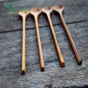 Cuillère en bois 100% naturel. Cuillères artisanales à Long manche. Cuillères à smoothie, cuillères décoratives, cuillères à cocktail. Taille 16x2.5cm cadeau significatif - Product Image 4