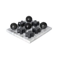 Jeu de Tic Tac Toe de luxe fait main en marbre, plateau XO en pierre, décoration d'intérieur, cadeau de table, jouet de stratégie classique, origine indienne, Art Déco