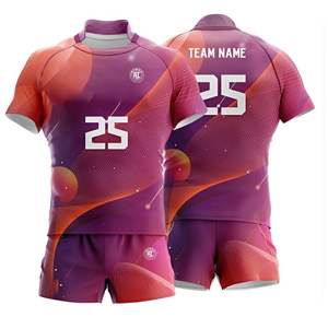 Maillot de rugby personnalisé 100% polyester, imprimé par sublimation, respirant, avec design de lettres sur le devant, disponible en grandes tailles, maillot de rugby unisexe - Product Image 1