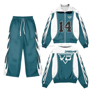 Nuevo Conjunto Deportivo Cortavientos de Talla Grande, Dos Piezas, con Cierre, de Algodón, OEM, Personalizado, Ligero, para Hombre, con Estampado Personalizado - Product Image 3