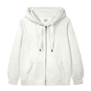 Sudadera con Capucha y Cremallera de Color Sólido, Colección Otoño/Invierno, Tejido de 360 Gramos - Product Image 1