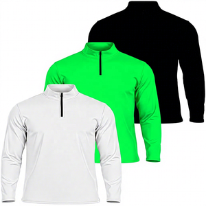 Camiseta de Manga Larga con Cierre de Cremallera de un Cuarto para Hombre, Tejido Sólido, Corte Regular, Secado Rápido, Cuello con Capucha, Blanca, Azul, Negra, Ropa Deportiva Ecológica de Invierno - Product Image 6