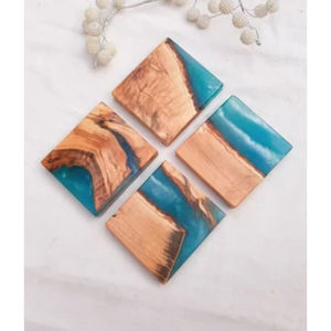 Wholesale Handmade <b>Purple</b> Epoxy Resin And Acacia Wood Coasters Durable Square Table Drink Mats Elegant Home & Kitchen <b>Decoration</b> - Product Image 5