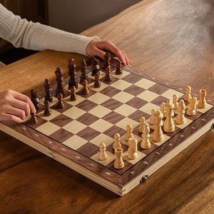 JEU D'ÉCHECS EN BOIS PERSONNALISÉ JEU D'ÉCHECS DE GRANDE TAILLE Plateau Pliant Pièces d'échecs Jeu de société - Product Image 3