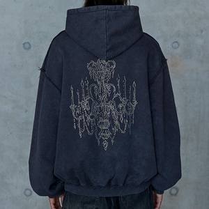 Custom Design Zip-up Sweatshirt Rhinestone & Crystal <b>Work</b> Graphic Hoodies Hip Hop Style Streetwear Hoodie for <b>Men</b> and Women - Product Image 4