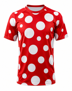 Maillot de football personnalisé à pois rouge et blanc, imprimé moderne, respirant, par sublimation, uniforme d'équipe, vente en gros OEM - Product Image 1