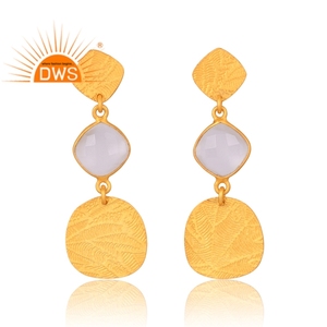 Pendientes de plata de ley con piedra lunar natural blanca, joyería fina para mujer, regalo para ella. - Product Image 1
