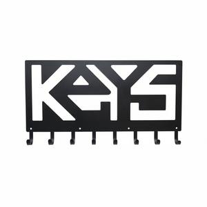 Porte-clés mural en métal design Keys, finition noire, porte-manteau, porte-clés pour salle de bain, cuisine, pour chaussures, sacs - Décoration de Noël pour la maison - Product Image 1