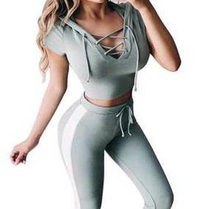 Ensemble de survêtements personnalisés en coton 100 % pour femme, coupe ample, coupe-vent, anti-transpiration, poids lourd, pour le yoga et la vente en gros - Product Image 1