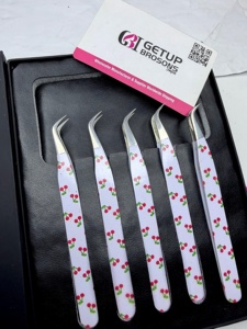 Best GETUP BROSONS IMPEX GBI-EET 10mm Boot Spider Cherry <b>Paper</b> Coated Stainless Steel Smooth Fiber Tip Eyelash Tweezers - Product Image 4