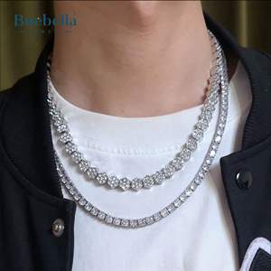 Hot Sale 14K Gold Plated 925 <b>Silver</b> Plated 8mm Moissanite Diamond Hexagon Tennis <b>Chain</b> For <b>Men</b> - Product Image 2