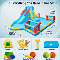 En stock : Combo toboggan aquatique et château gonflable avec piscine, en tissu Oxford, pour enfants, pour jeux en extérieur