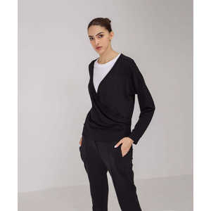 Chemise d'hiver noire à empiècements droits pour femme - Product Image 2