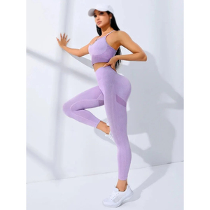 Ensemble de yoga à une épaule sans couture pour femmes, soutien-gorge de sport sexy, leggings de yoga à taille haute, vêtements de fitness, vêtements de sport - Product Image 2