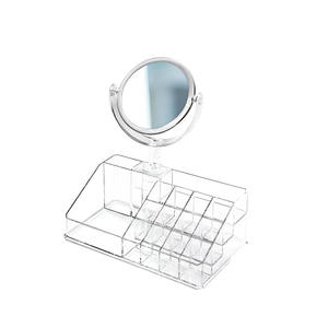 Organisateur de cosmétiques Myrva avec miroir en acrylique, conteneur de rangement moderne pour rouges à lèvres et outils de beauté - Product Image 5