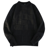 Pull à col rond de haute qualité, pull ample à col roulé pour homme