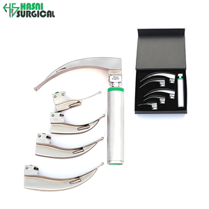 Laringoscopio de Fibra Óptica Macintosh de Acero Inoxidable, Kit Quirúrgico de 5 Piezas con Mangos y Hojas Reutilizables para Uso Hospitalario - Product Image 5