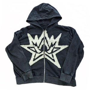 Vêtement coupé et cousu personnalisé sweat à capuche brodé en coton éponge français lavé à la pierre patch logo sweats à capuche pour hommes - Product Image 6