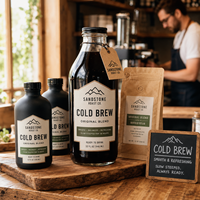 Emballage personnalisé pour café froid AT PACK, bouteille et sac, emballage pour torréfacteur de café en marque blanche, solution OEM en gros