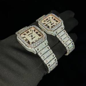 Couple Fashion ETA <b>Mechanical</b> Stainless Steel <b>Watch</b> Yellow Luxury Natural Diamonds Unisex Gift - Product Image 3