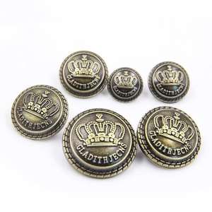 Custom Engraved Gold Logo <b>Metal</b> Dome Shank <b>Button</b> High Quality for Denim Clothing with Brand Logo - Product Image 1