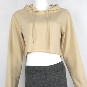 Sweat à capuche tricoté personnalisé unisexe direct de l'usine pull doublé décontracté sweat entraînement d'automne haut court sweat à capuche pour femme - Product Image 5