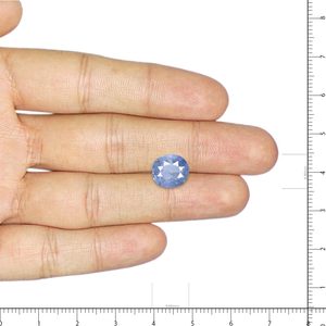 Zafiro Azul de 4.30 Quilates, Facetado, Azul Real Natural, Piedra Preciosa Suelta Calibrada de 10 mm de Diámetro con Tratamiento Térmico, 8 mm de Altura - Product Image 3