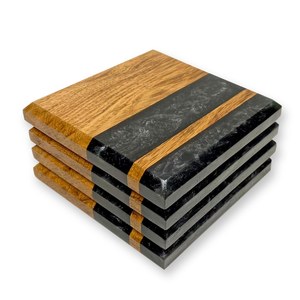 ชุดถาดรองแก้วเรซินและหินโลโก้ตามสั่งจานรองแก้วอีพ็อกซี่ที่มีตราสินค้าสำหรับของขวัญขององค์กรโปรโมชั่นทางธุรกิจและการสร้างแบรนด์ - Product Image 2