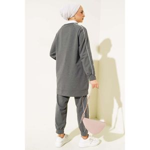 Stripe Detailed Two Thread Túnica Juego de 2 piezas Smoke - Product Image 2