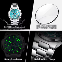 Montre Homme Chronographe à Quartz Tendance, Bracelet en Acier Inoxydable, Grandes Aiguilles Lumineuses, Étanche, Affichage Jour/Date, Style Business Décontracté