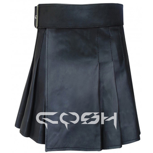 Kilt híbrido de moda gótica para hombre superventas Kilt de cuero negro de alta calidad, vendedores de Kilts plisados personalizados - Product Image 4