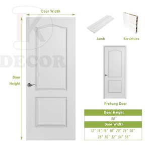 Puerta Moderna de Madera HDF Moldeada de 8 Pies y 2 Paneles, Color Blanco, Precolgada, para Interiores de Casas, Almacén en EE. UU. - Product Image 2