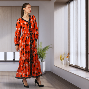 Finition de luxe ornée à la main robe Maxi occidentale avec manches longues robe pour fête plage et vacances utilisation de soirée - Product Image 4