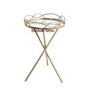 Ensemble de 2 plateaux de service en métal et verre avec support, forme ronde, taille personnalisée, plateau de service pour thé et café en gros - Product Image 6