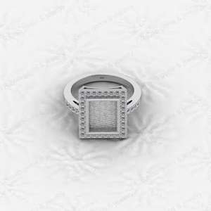 Anneau semi-monté rectangulaire en argent 925 de haute qualité, serti de pierres précieuses de 8x10 mm, serti de résine de cendres, fabricants de bijoux - Product Image 3