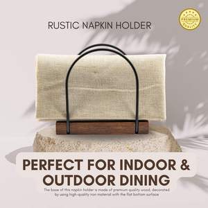 Modern Wooden <b>Napkin</b> <b>Holder</b> for Table with Black Steel Wire-Farmhouse <b>Napkins</b> <b>Holder</b>-<b>Napkin</b> <b>Holders</b> for Kitchen & Dining Tables - Product Image 3