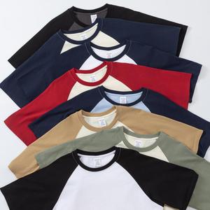 OEM Couleur Contraste 100% Coton Logo Brodé Personnalisé T-Shirt Manches Courtes Impression Graphique Raglan T-shirt pour hommes Expédition DDP - Product Image 2