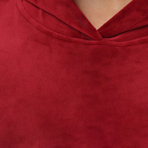 2026 Women's Cropped <b>Hoodie</b> Heavyweight <b>Velour</b> Plain Velvet Pullover Sweatshirt Elastic Hem Custom Logo Solid Blank Warm Badge - Product Image 6