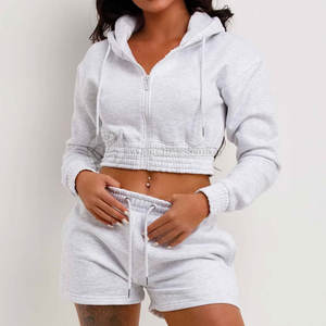 ชุดเสื้อฮู้ดผู้หญิง XL เสื้อครอปแบบสั้นทำจากโรงงานผ้าฝ้ายถักกันลมใส่ลำลอง - Product Image 1