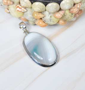 Colgante de plata de ley 100% auténtica de ágata de Botswana Natural 925, piedra preciosa orgánica, ajuste de bisel Chapado en plata hecho a mano para todos - Product Image 2