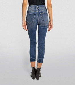 Nueva moda para mujer, pantalones vaqueros informales de mezclilla, pantalones largos con cremallera y botones, cintura media, patrón sólido, colección de invierno, pantalones para mujer, venta al por mayor - Product Image 3