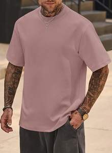 T-shirt à épaules tombantes 100% coton biologique 300GSM Coupe ample T-shirt uni Homme French Terry Sweat T-shirt lourd surdimensionné - Product Image 4