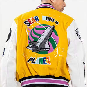 Veste d'hiver vintage unisexe sur mesure OEM, en laine, style baseball, varsity, col montant, coupe-vent, respirante, à capuche - Product Image 4