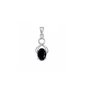 Pendentif tendance en argent sterling plaqué rhodium avec onyx noir taille ovale – Fait main, cadeau minimaliste POUR ELLE, bijoux de février - Product Image 1